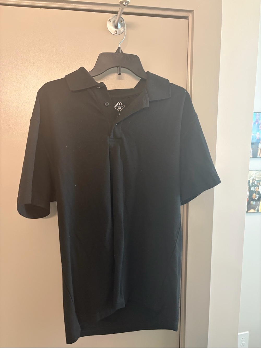 St. John’s Bay Black Polo Shirt Men’s Large 100% Cotton Short Sleeve